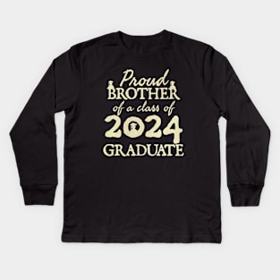 Proud Brother Of A Class Of 2024 Graduate Senior Graduation Kids Long Sleeve T-Shirt